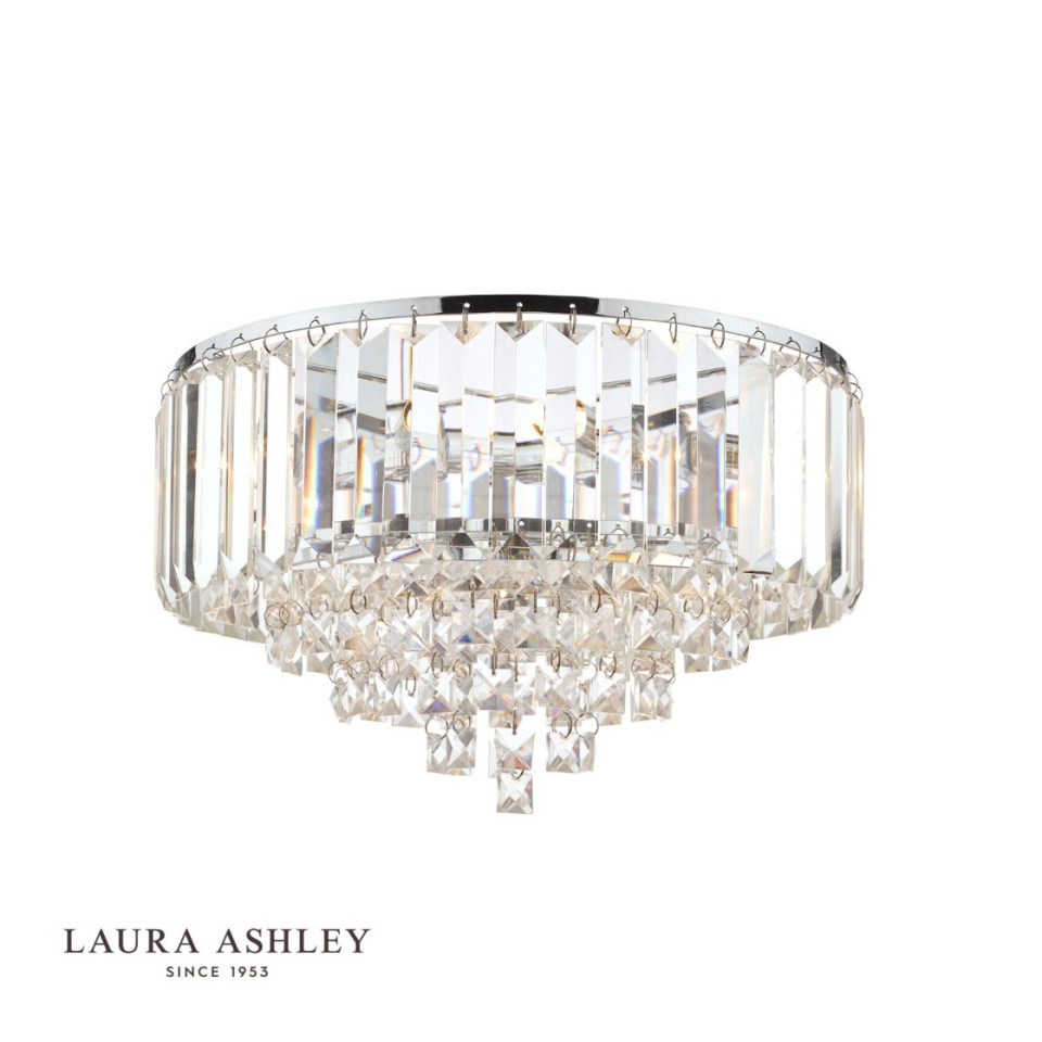 Vienna 3-Lts Flush Ceiling Light Chrome/Crystal 33cm