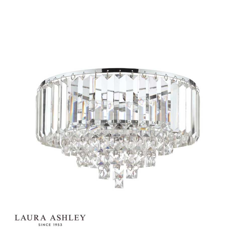 Vienna 3-Lts Flush Ceiling Light Chrome/Crystal 33cm