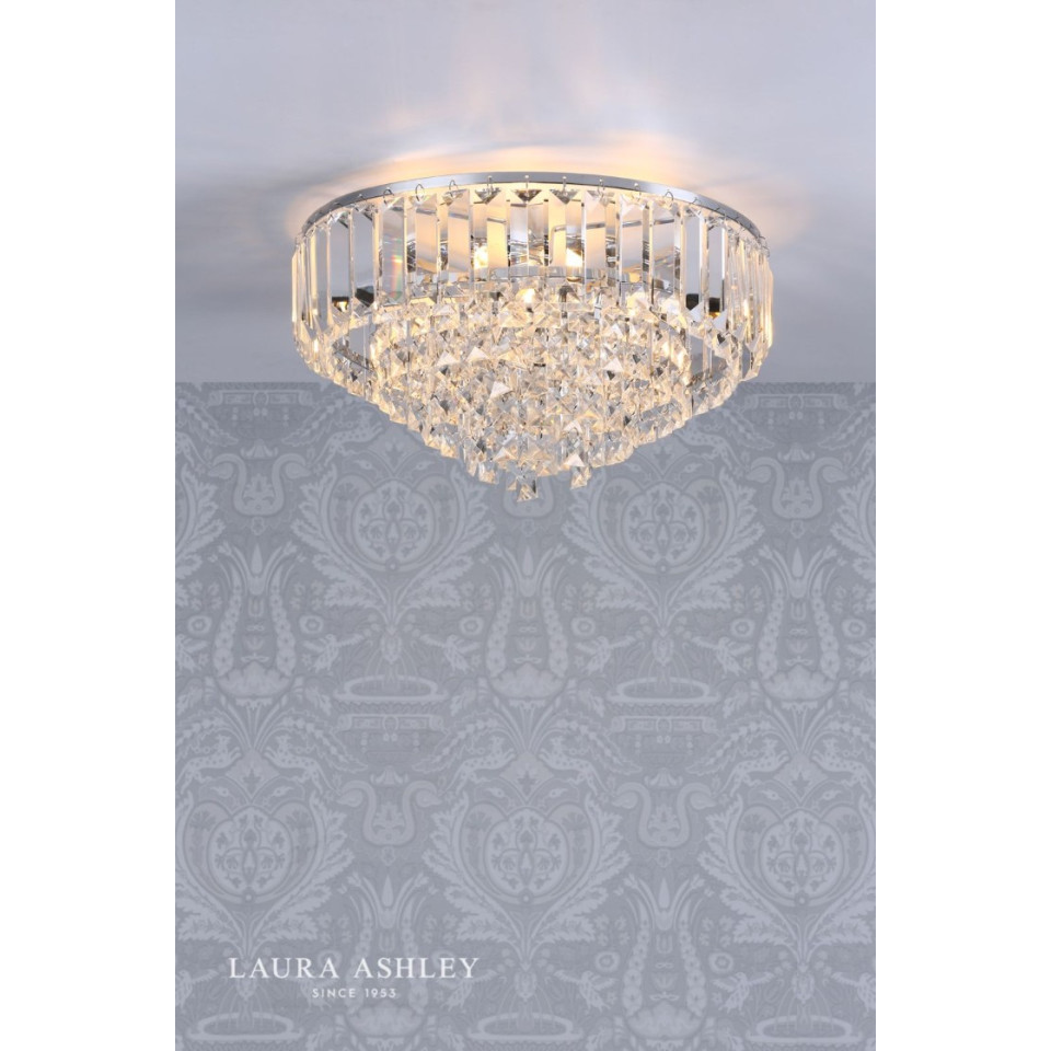 Vienna 3-Lts Flush Ceiling Light Chrome/Crystal 33cm