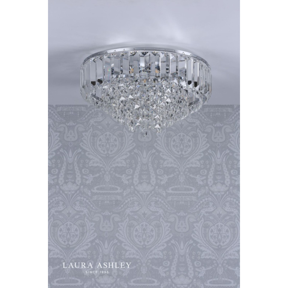 Vienna 3-Lts Flush Ceiling Light Chrome/Crystal 33cm