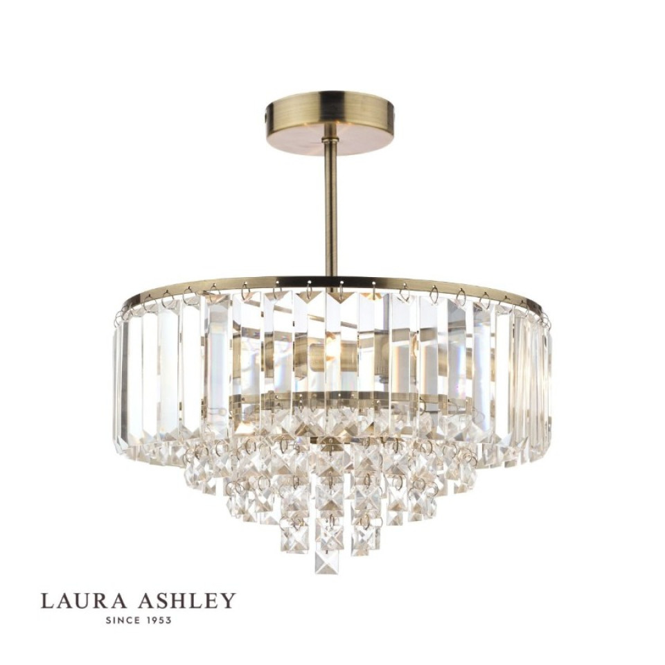 Vienna 3-Lt Semi Flush Taklampa Mässing/Kristall 32cm