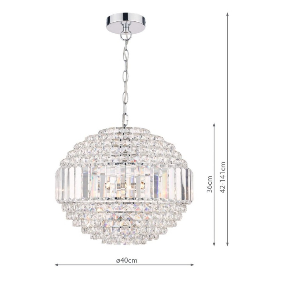 Vienna 5-Light Chandelier Chrome/Glass 40cm