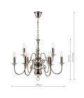 Winchester 9-Lt Ceiling Light Nickel 70cm