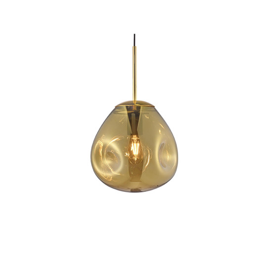 Blown Glass Ceiling Lamp Brass 25cm