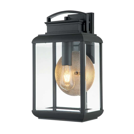 Byron 1-ljus utomhusvägglampa svart/klar glass 45,7 cm IP44