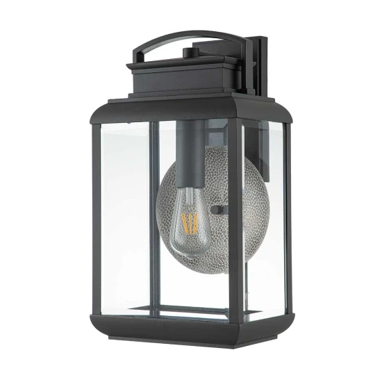 Byron 1-ljus utomhusvägglampa svart/klar glass 45,7 cm IP44