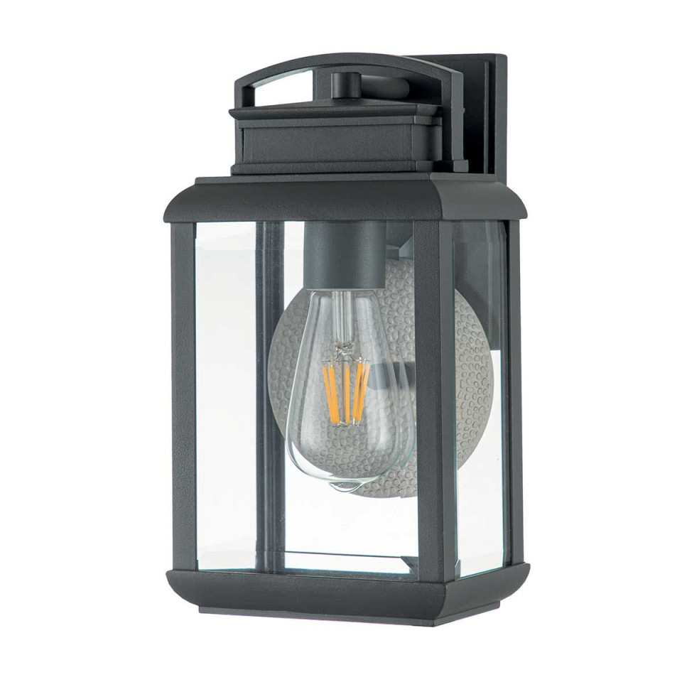 Byron 1-lt liten utomhusvägglampa grafit/klar 30,5 cm IP44 Quoizel Byron 1-lt liten utomhusvägglampa grafit/klar 30,5 cm IP44