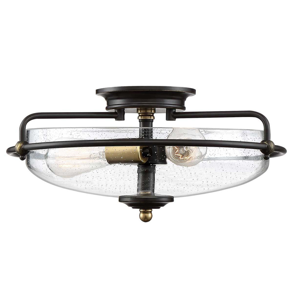 Griffin 3 light plafond palladian bronze with weathered brass accents 42.2cm Quoizel Griffin 3 light plafond palladian bronze with weathered brass accents 42.2cm