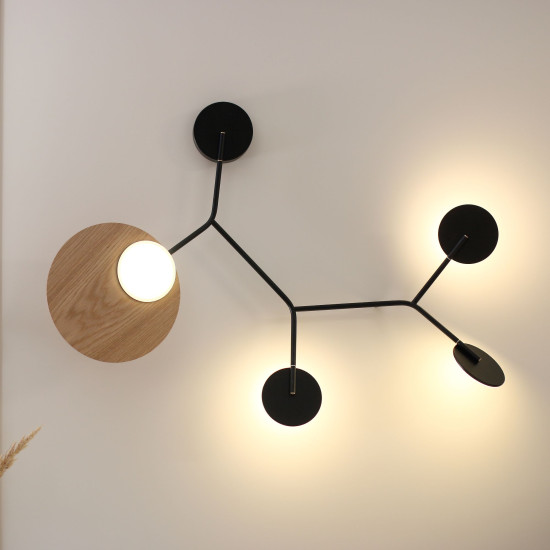 Ballon B vägglampa svart/vit/ek/valnöt 85cm