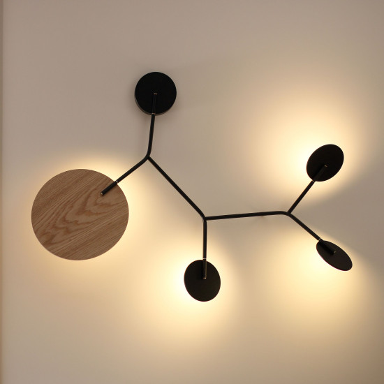 Ballon B vägglampa svart/vit/ek/valnöt 85cm