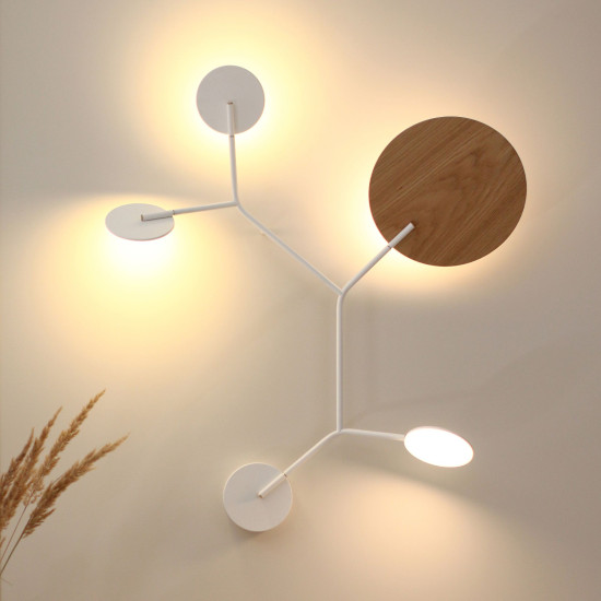 Ballon C vägglampa svart/vit/ek/valnöt 74cm