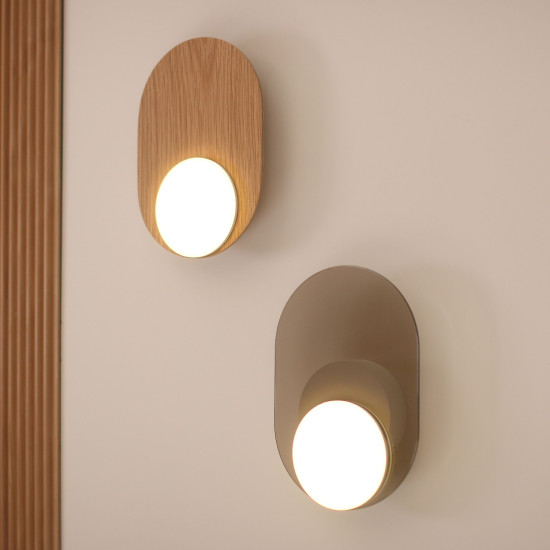 Dot 03 vägglampa vit/svart/ek/valnöt 25cm