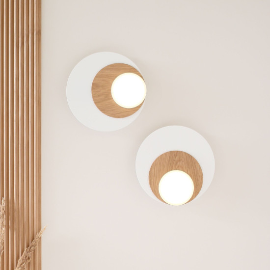 Dot 06 vägglampa vit/svart/ek/valnöt 25cm