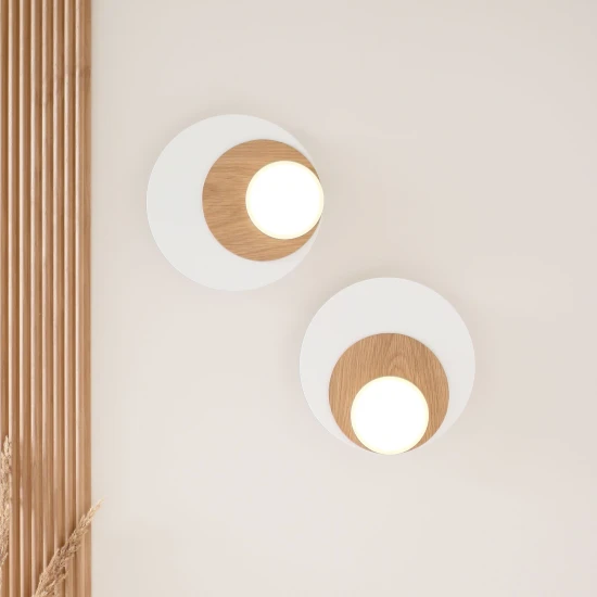 Dot 06 vägglampa vit/svart/ek/valnöt 25cm