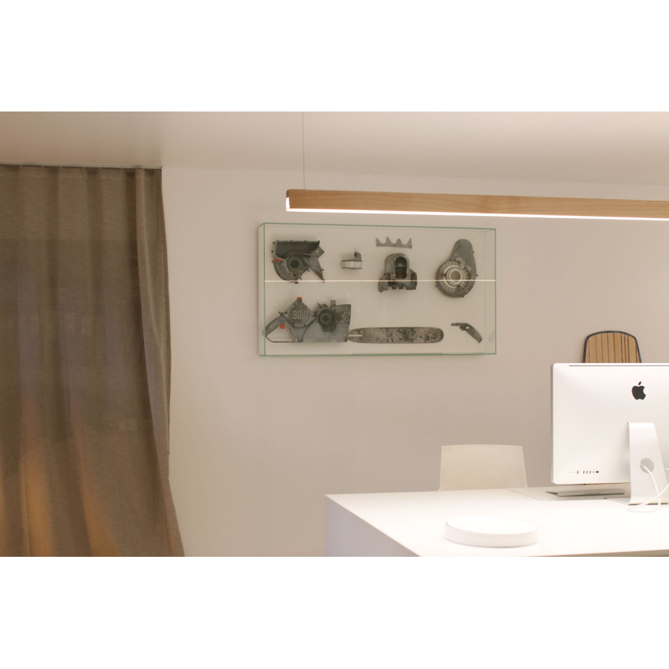 Square Ceiling Lamp Oak/Walnut/Black 104-164cm