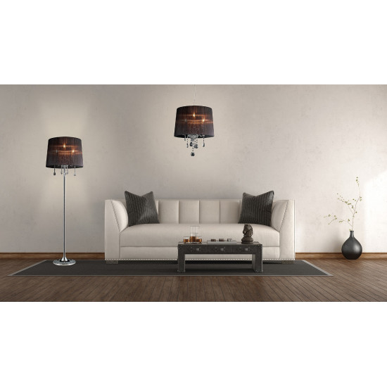 Crystal golvlampa svart/krom 170cm