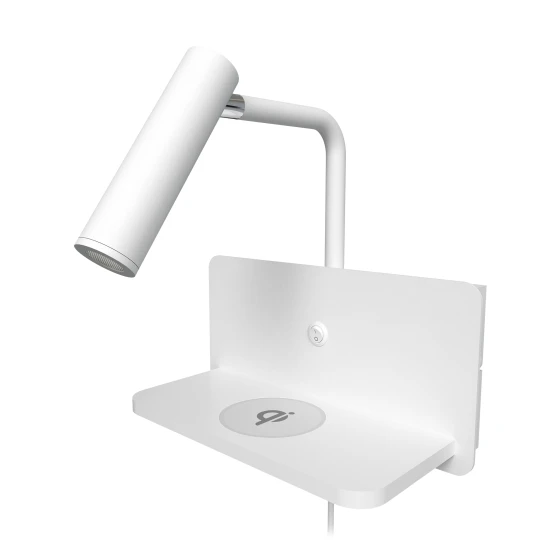 Holm USB hotel wall light matt white 20cm