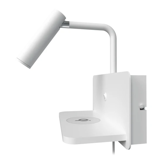 Holm USB hotel wall light matt white 20cm