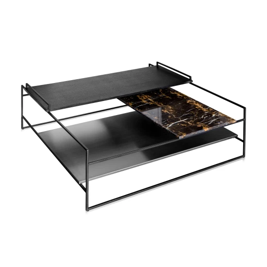Architect soffbord stort rostfritt stål/svart 100 cm