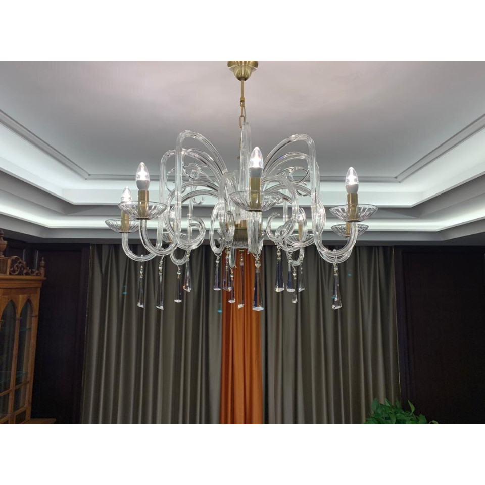 Aranea 8 ljus bohemia kristallkrona guld/silver 94 cm