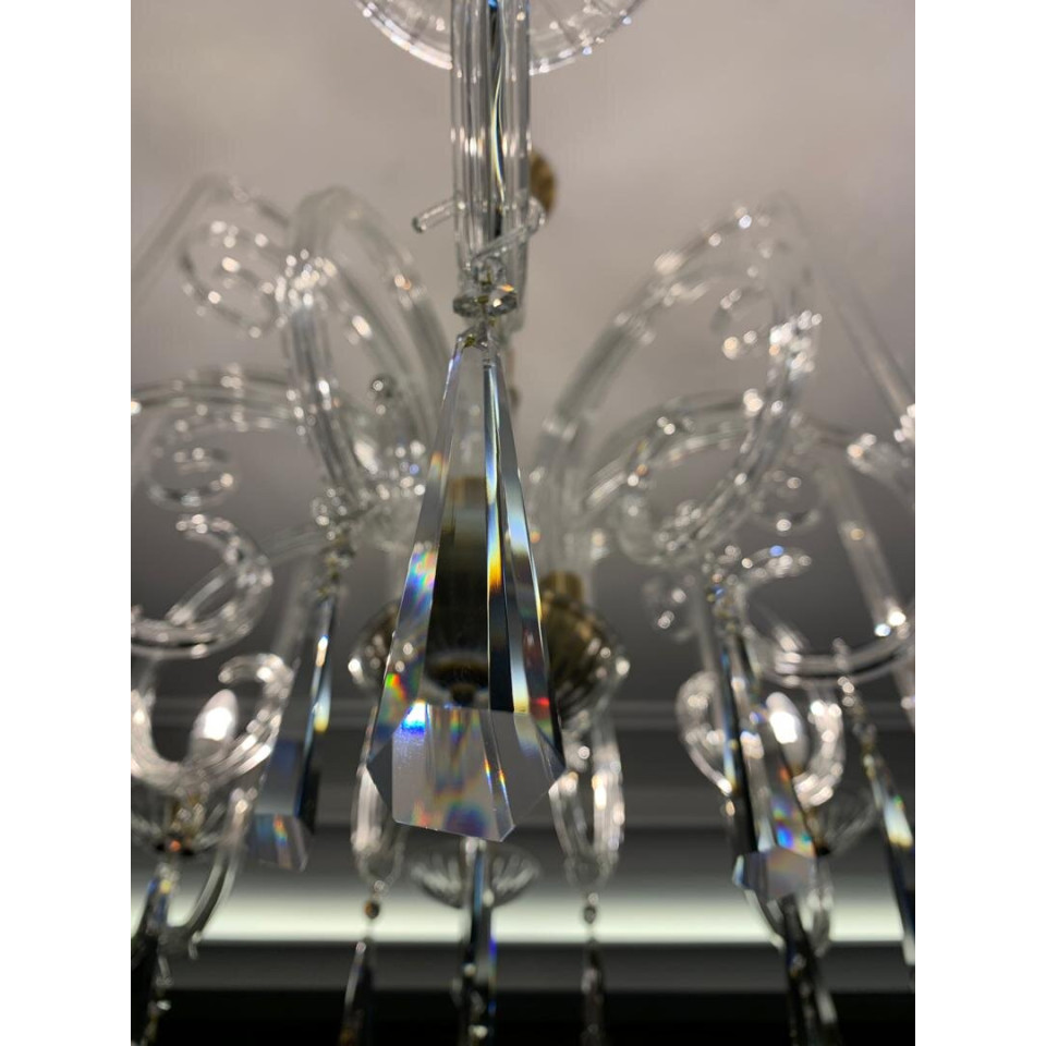 Aranea 8 ljus bohemia kristallkrona guld/silver 94 cm
