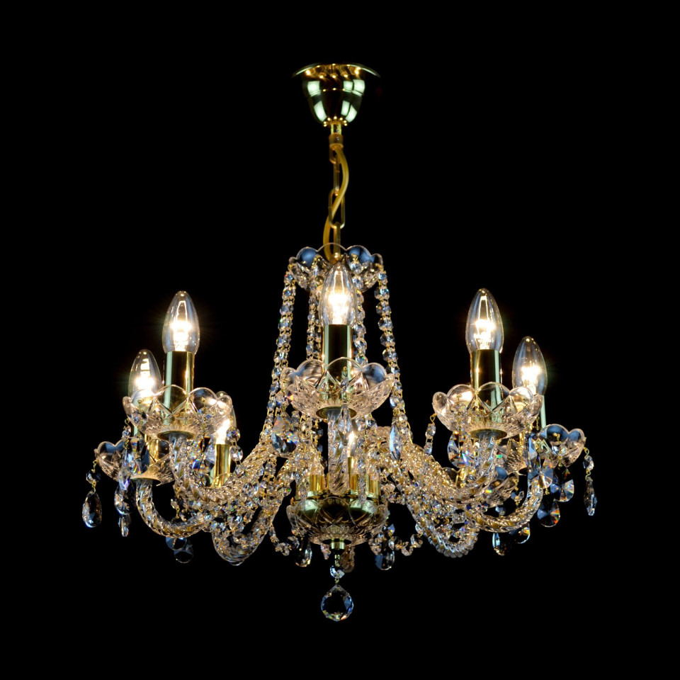 Balance 3-8 ljus bohemia kristallkrona guld/silver 40-55 cm