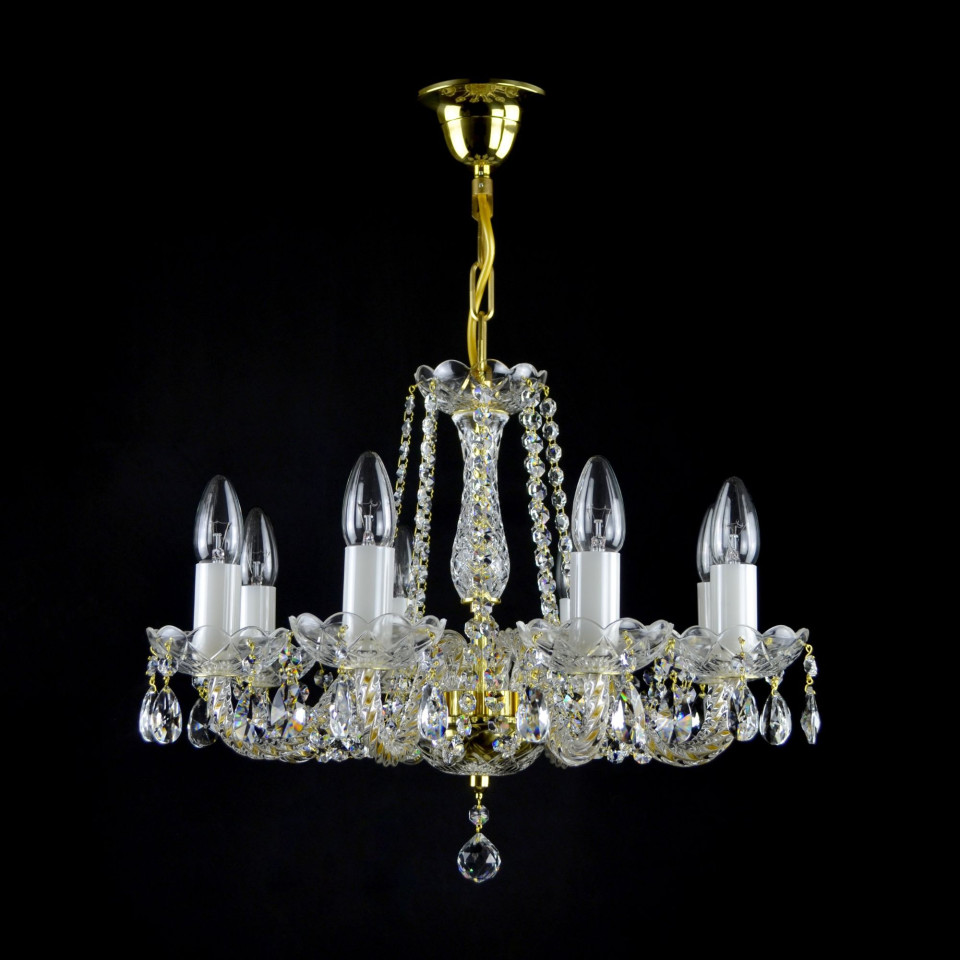 Balance 3-8 ljus bohemia kristallkrona guld/silver 40-55 cm