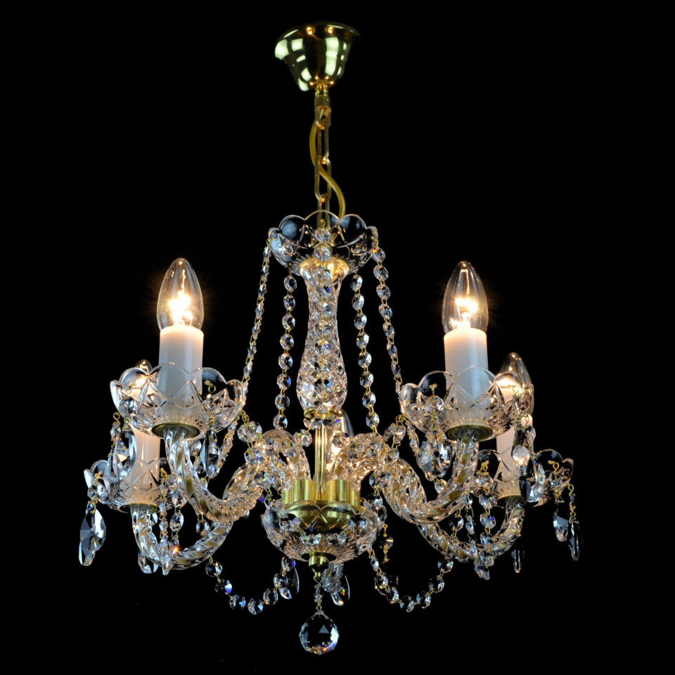 Balance 3-8 ljus bohemia kristallkrona guld/silver 40-55 cm