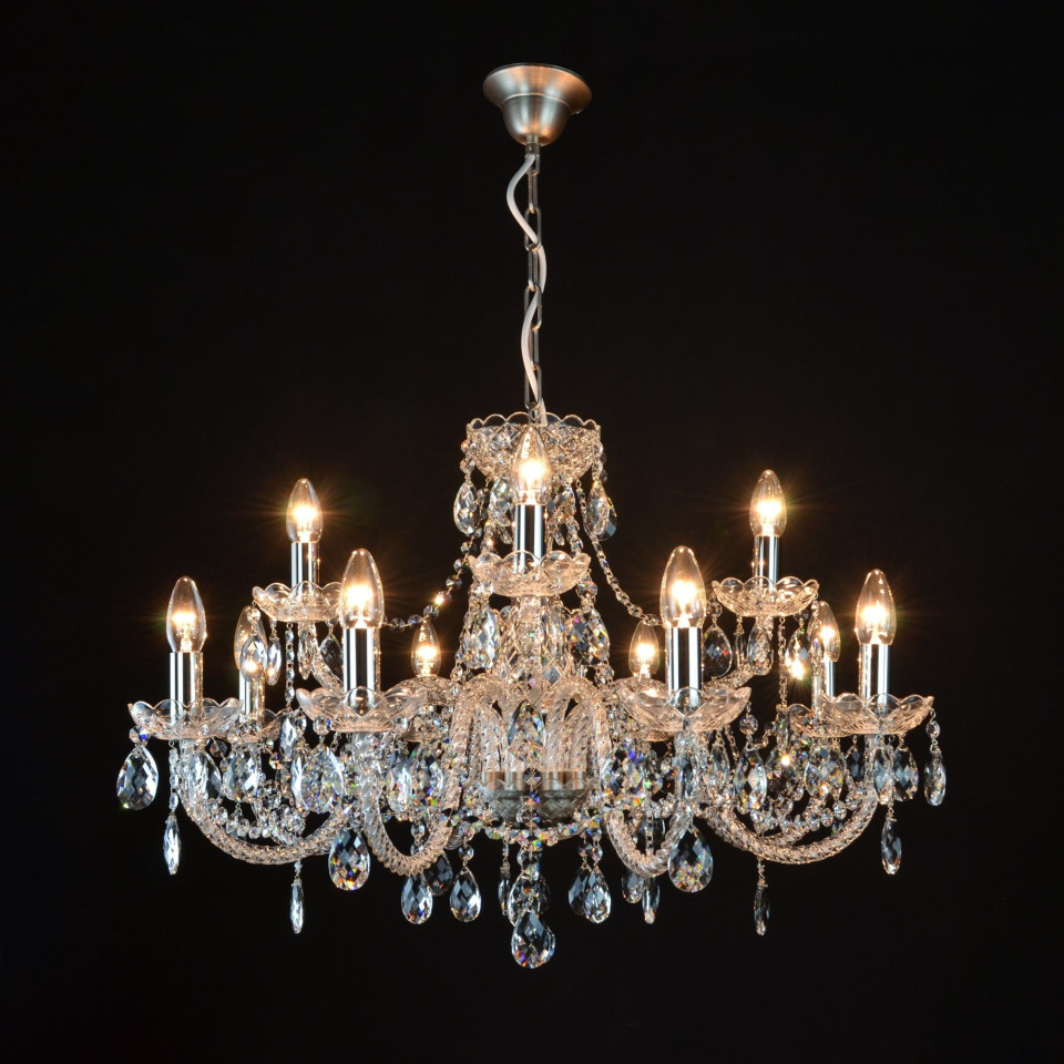 Belle 8-12 ljus bohemia kristallkrona guld/silver 67-92 cm