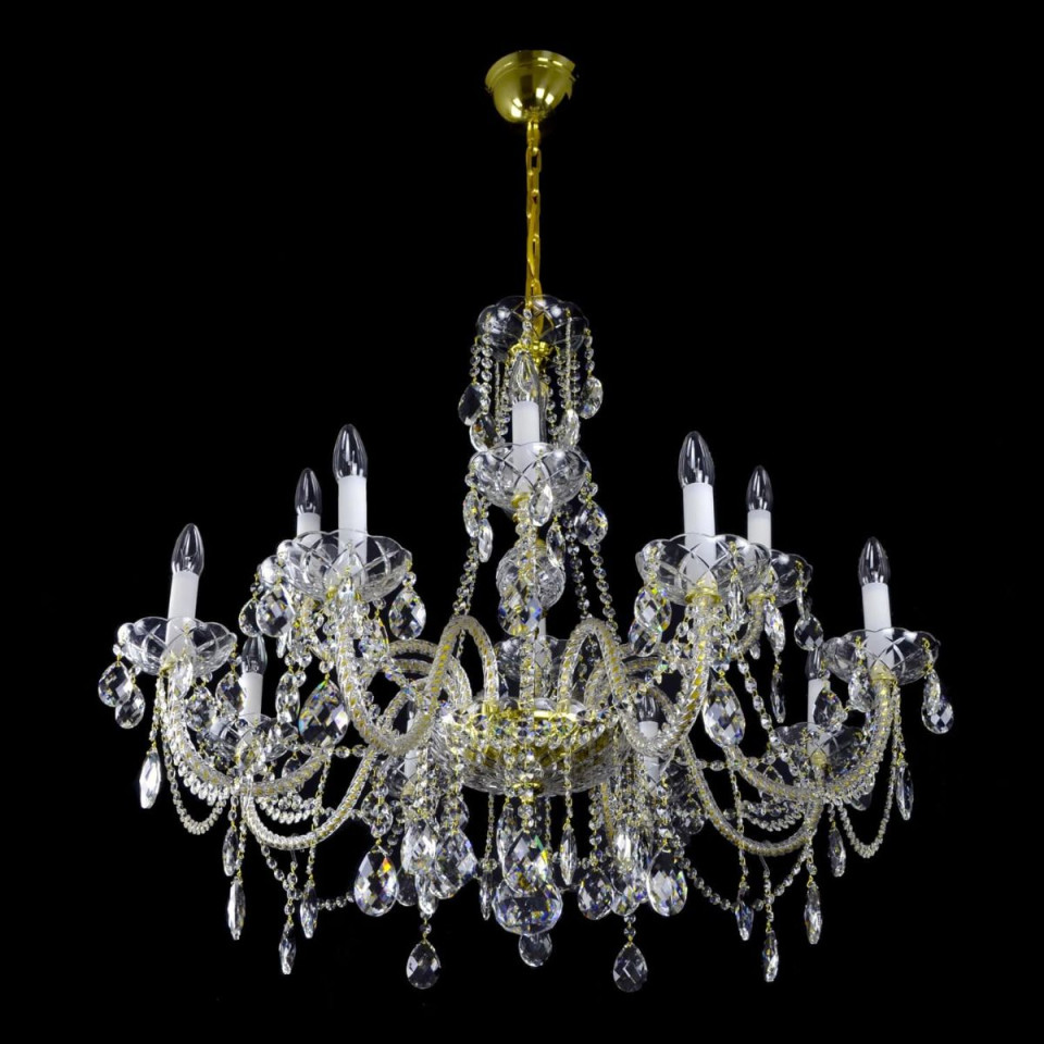 Belle 8-12 ljus bohemia kristallkrona guld/silver 67-92 cm
