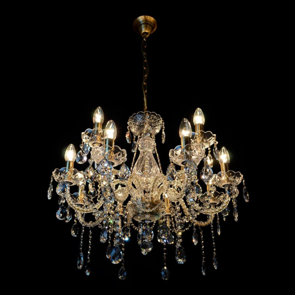 Belle 8-12 ljus bohemia kristallkrona guld/silver 67-92 cm