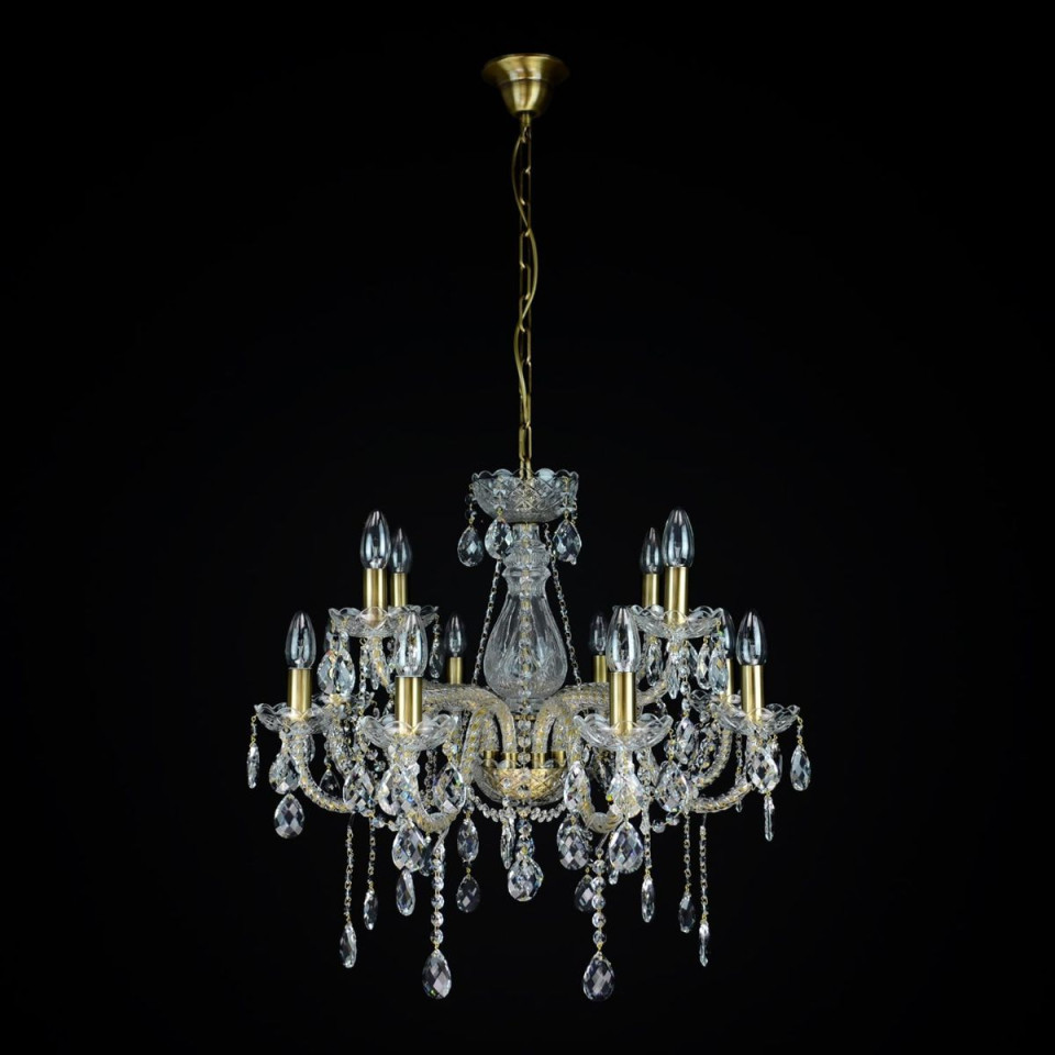 Belle 8-12 ljus bohemia kristallkrona guld/silver 67-92 cm