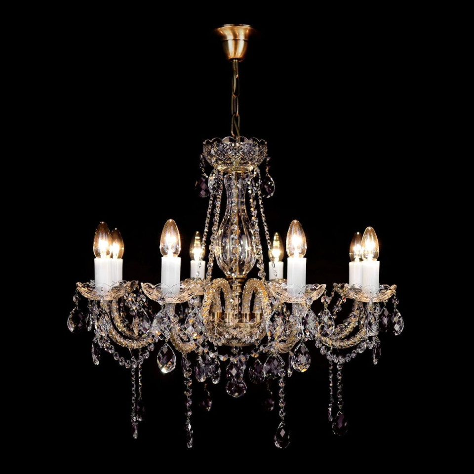 Belle 8-12 ljus bohemia kristallkrona guld/silver 67-92 cm