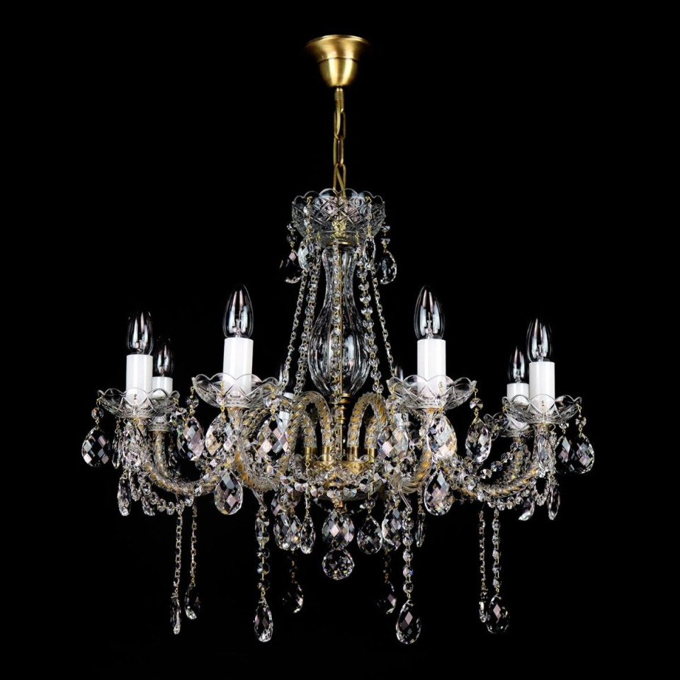 Belle 8-12 ljus bohemia kristallkrona guld/silver 67-92 cm