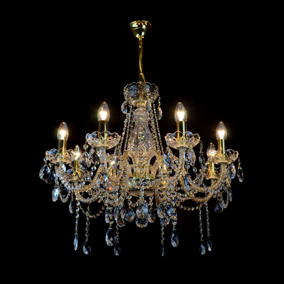 Belle 8-12 ljus bohemia kristallkrona guld/silver 67-92 cm