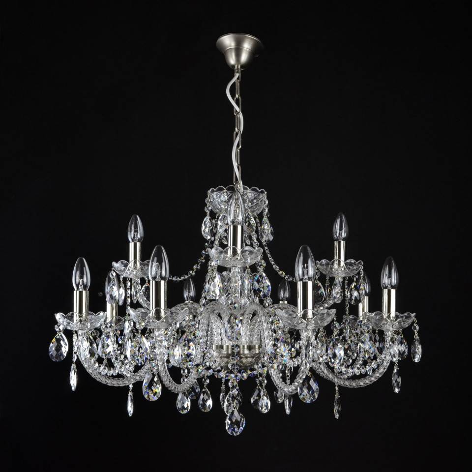 Belle 8-12 ljus bohemia kristallkrona guld/silver 67-92 cm