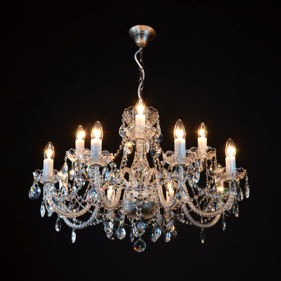 Belle 8-12 ljus bohemia kristallkrona guld/silver 67-92 cm