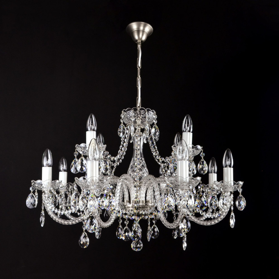 Belle 8-12 ljus bohemia kristallkrona guld/silver 67-92 cm
