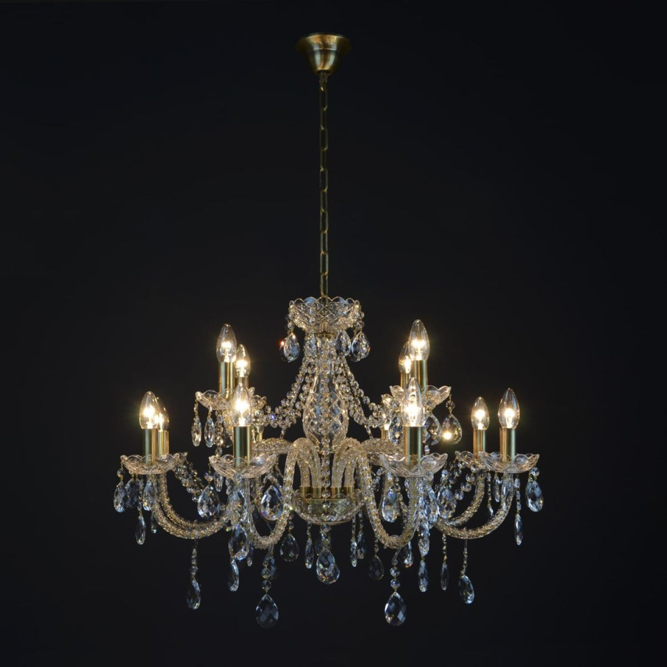 Belle 8-12 ljus bohemia kristallkrona guld/silver 67-92 cm
