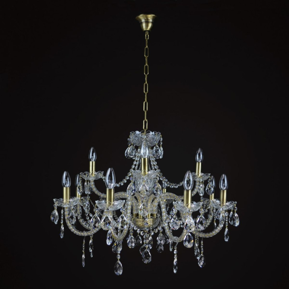 Belle 8-12 ljus bohemia kristallkrona guld/silver 67-92 cm