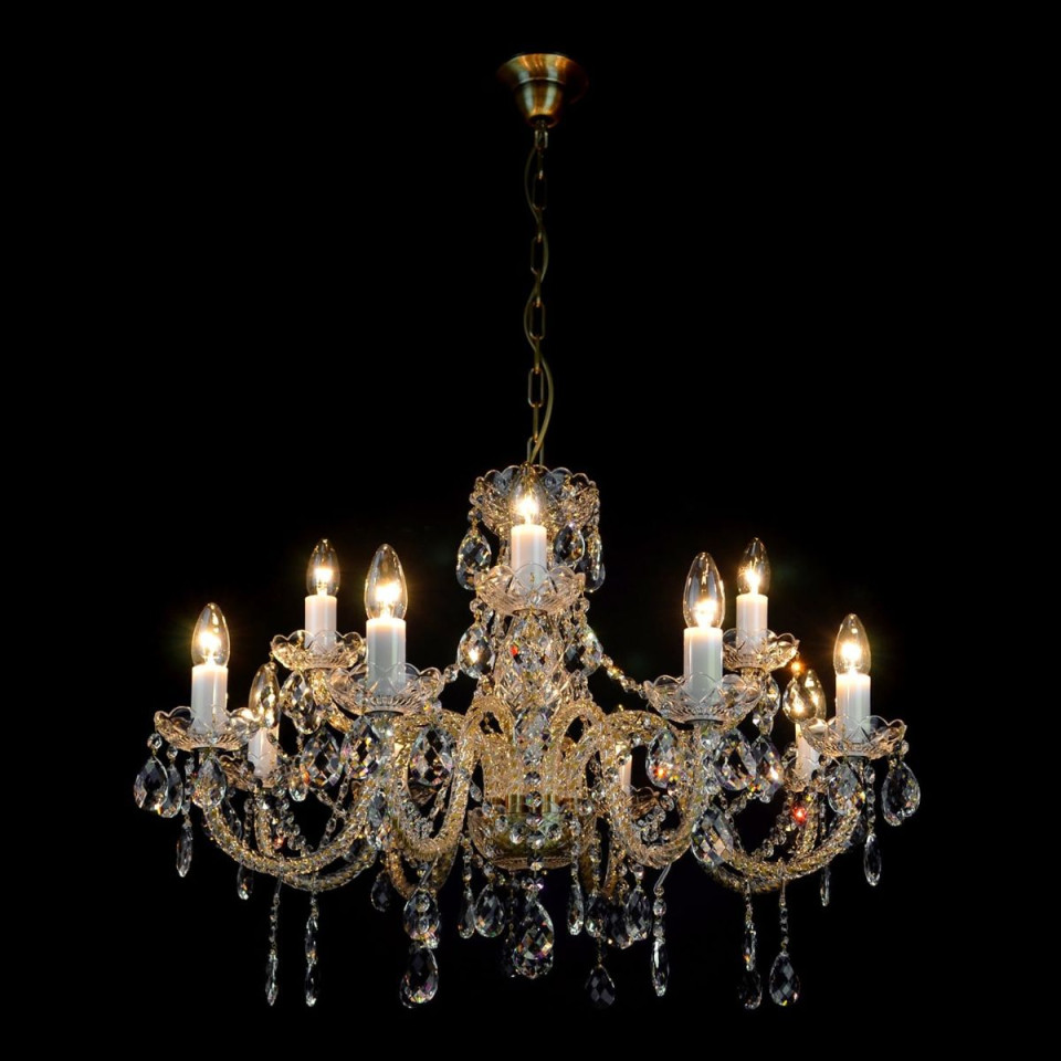 Belle 8-12 ljus bohemia kristallkrona guld/silver 67-92 cm