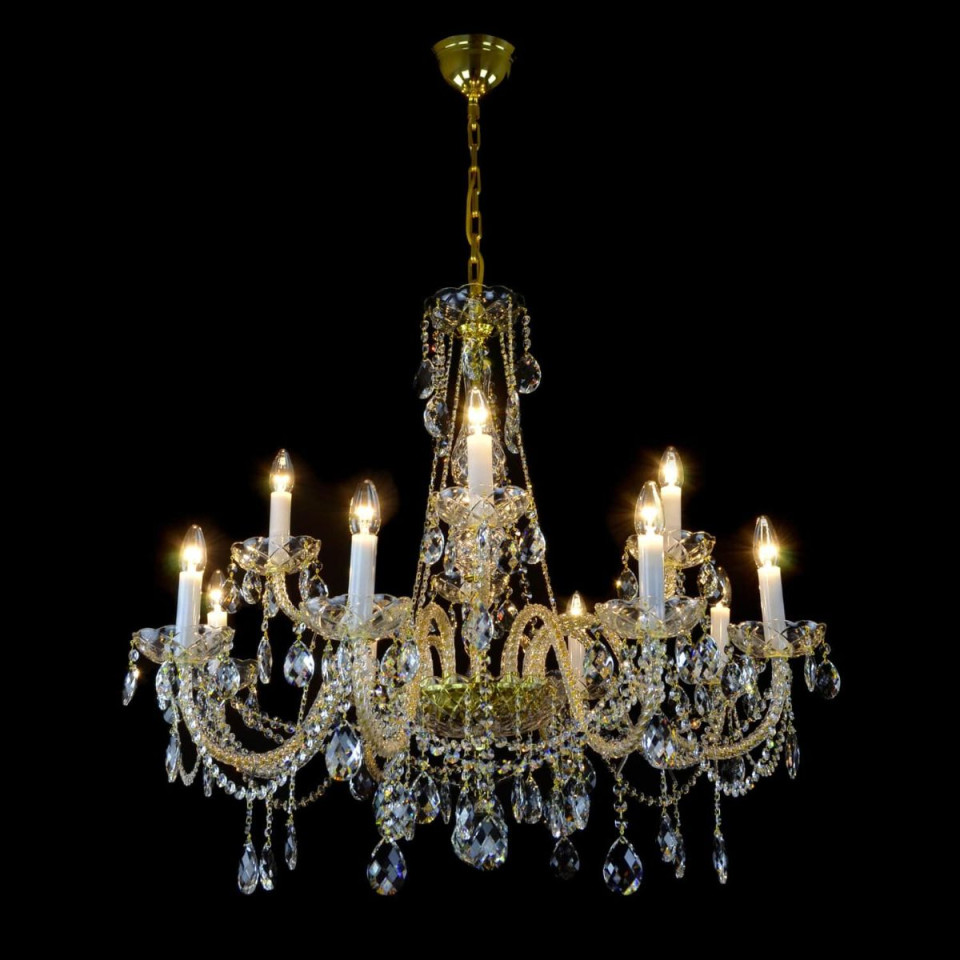 Belle 8-12 ljus bohemia kristallkrona guld/silver 67-92 cm