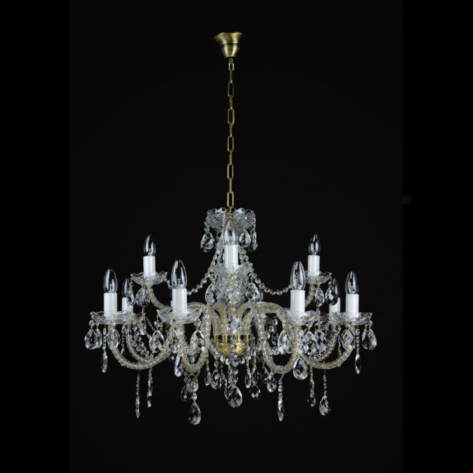 Belle 8-12 ljus bohemia kristallkrona guld/silver 67-92 cm