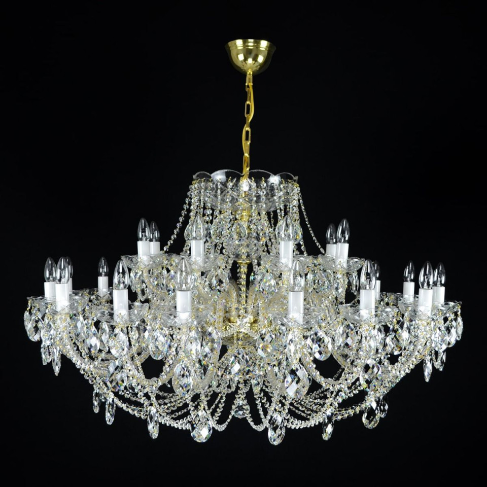 Classe 3-36 ljus bohemia kristallkrona guld/silver 45-120 cm