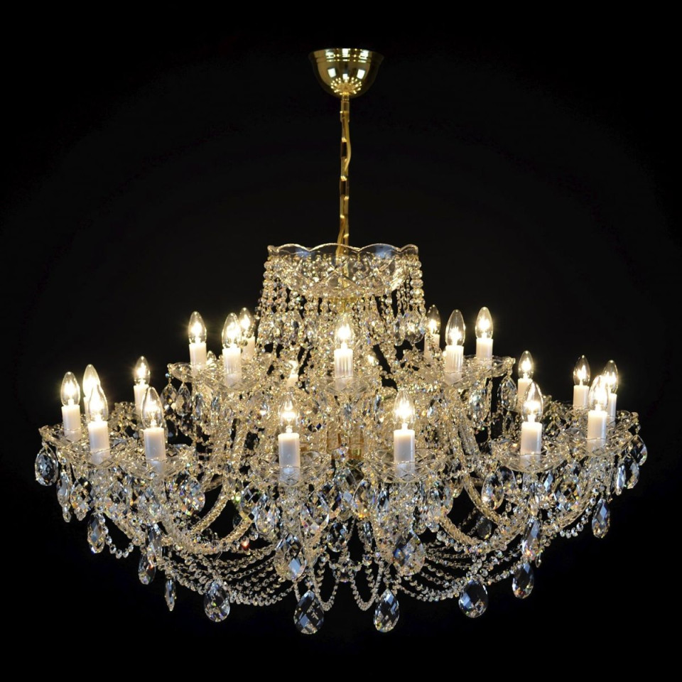 Classe 3-36 ljus bohemia kristallkrona guld/silver 45-120 cm
