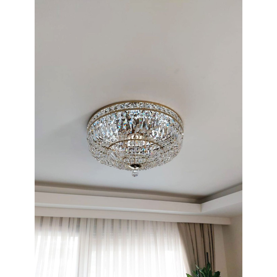 Lisbon 9-15 ljus bohemia kristall infälld taklampa guld/silver 50-100 cm