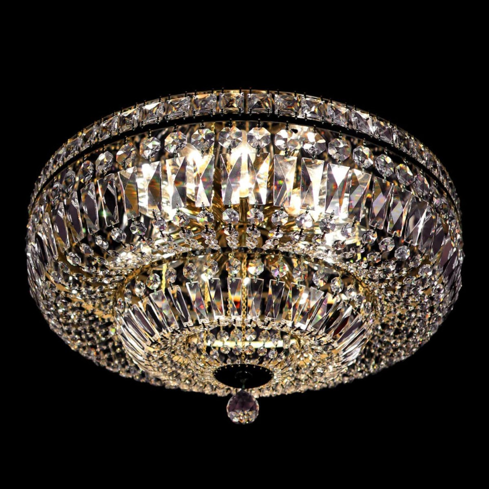 Lisbon 9-15 ljus bohemia kristall infälld taklampa guld/silver 50-100 cm