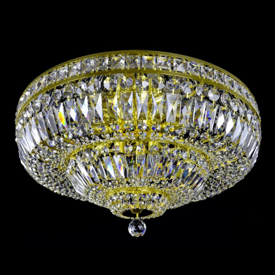 Lisbon 9-15 ljus bohemia kristall infälld taklampa guld/silver 50-100 cm