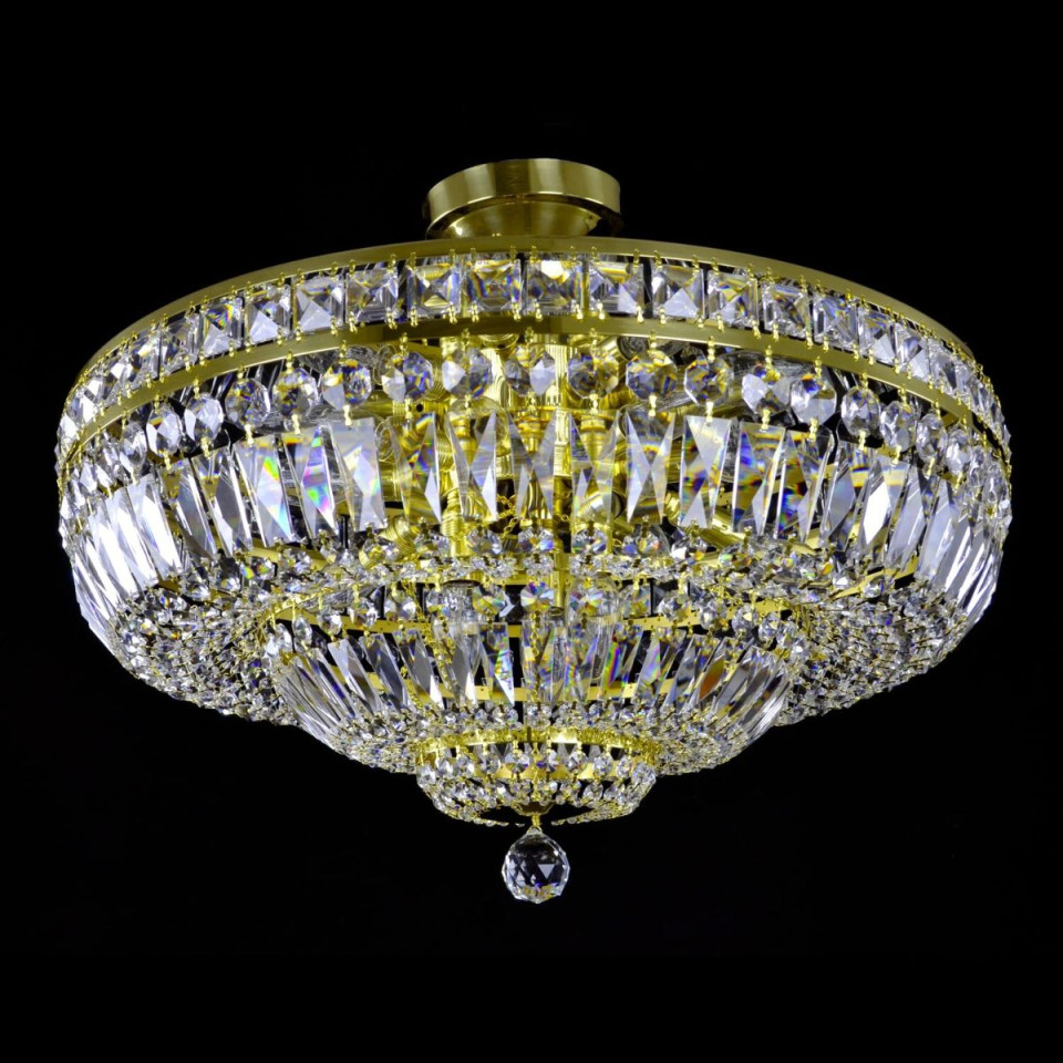 Lisbon 9-15 ljus bohemia kristall infälld taklampa guld/silver 50-100 cm