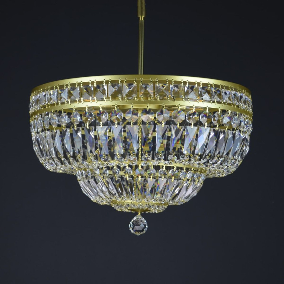 Lisbon 9-15 ljus bohemia kristall infälld taklampa guld/silver 50-100 cm